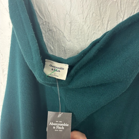 NWT Abercrombie & Fitch Emerald Green Body-con Strapless  Midi Sweater Dress L - Picture 2 of 3
